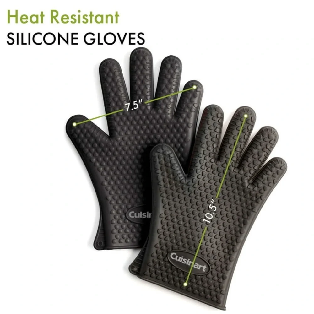 CUISINART NEW Heat Resistant Silicone Grill Gloves 2 Pk No Slip dishwasher safe